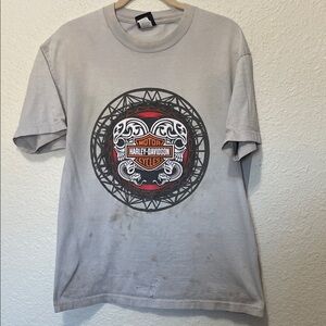 Harley-Davidson Men's Vintage Distressed Gray Tee. Fair Condition. Size L.